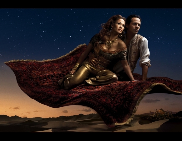 Jennifer Lopez as Jasmine and Marc Anthony as Aladdin