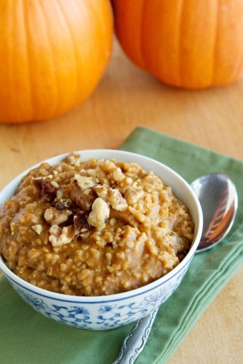 Add a bit of pureed pumpkin or pumpkin pie filling to your oatmeal!