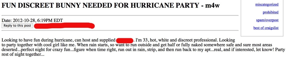 People Looking For Sex (And Love) During Hurricane Sandy