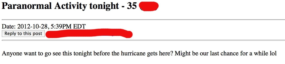 People Looking For Sex (And Love) During Hurricane Sandy