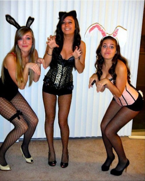 College girls love to play cats or cops for their Halloween costumes 