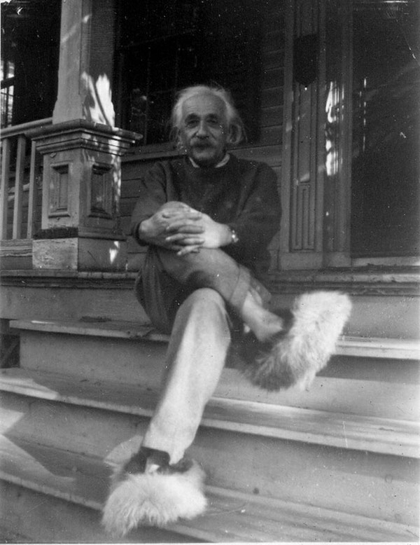 And just because he’s the silliest serious fellow we know, Albert Einstein again, this time rocking some plush fuzzy sli