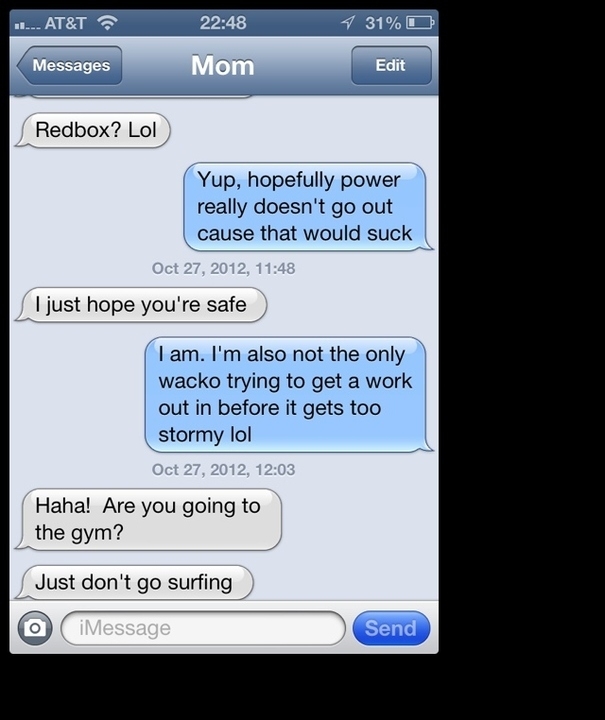 Hurricane Sandy Texts From Your Mom