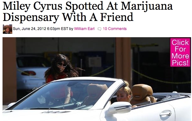 June 2012: Miley is seen outside of a marijuana dispensary 