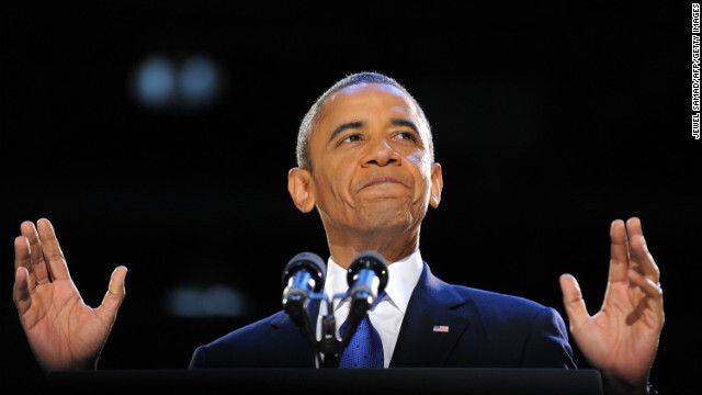 President Barack Obama giving his acceptance speech