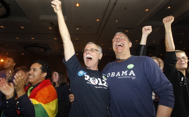 Rick Sturgiol and his partner of 34 years cheered... 