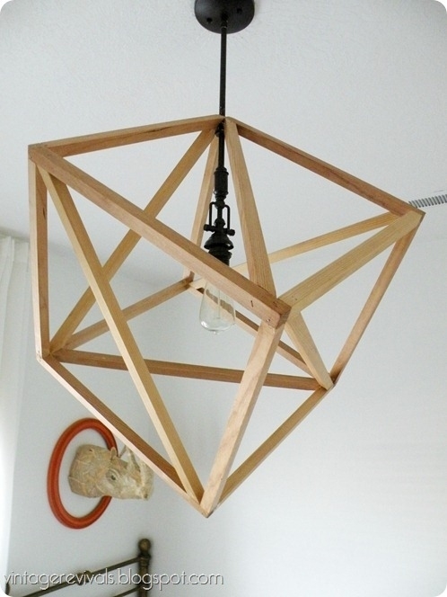 Use pieces of wood to make a cube light.