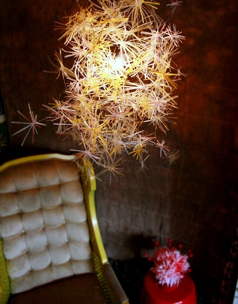 Use straws to make a chandelier.
