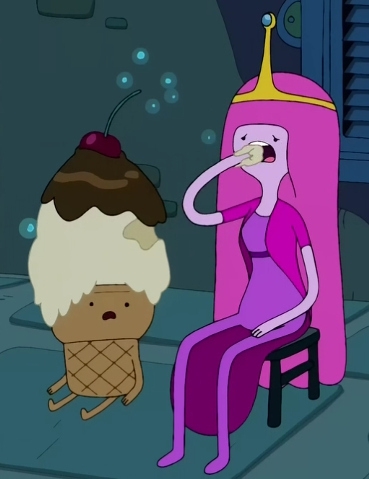 Princess Bubblegum is Candy Kingdom's ruler. She sometimes eats her subjects.  