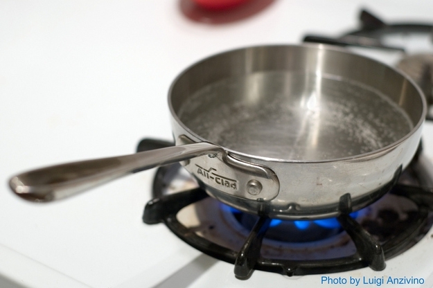 Save time by boiling water before you add it to what you're cooking.