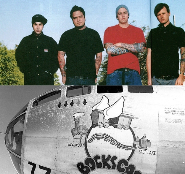 Tom and Travis' first side-project Box Car Racer was named after "Bockscar," the plane that dropped the atomic bomb on N