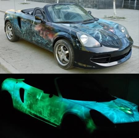 Glow-in-the-dark cars
