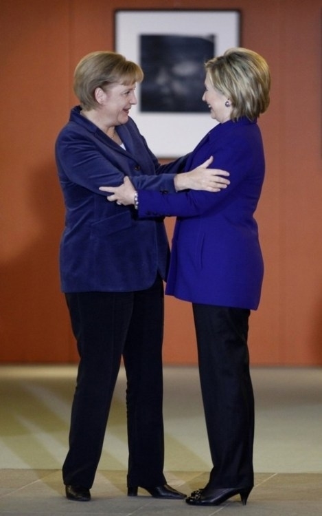 She looks better in blue than Angela Merkel does.