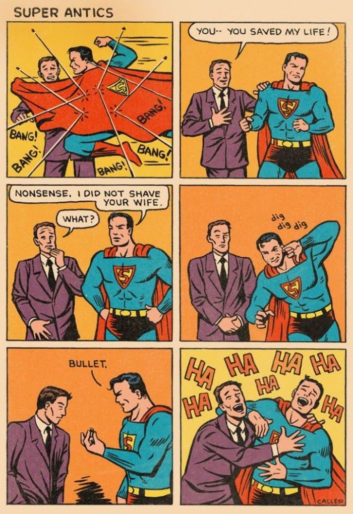 superman cant hear bullet ear funny