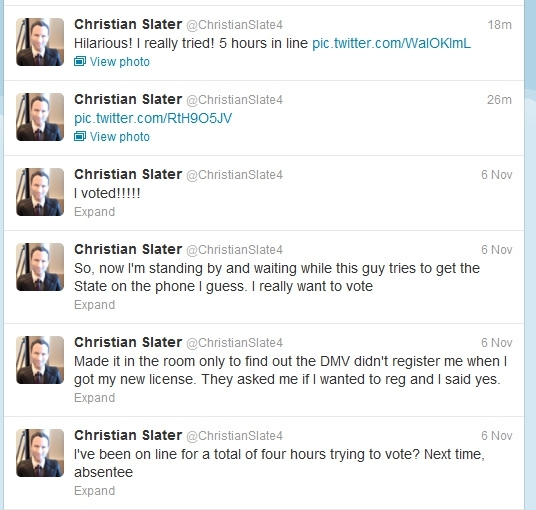 Christian Slater's Voting FAIL