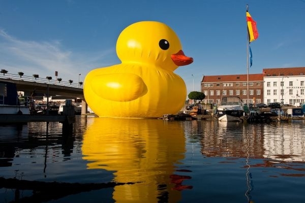 Giant Rubber Duckie Floatin' Along