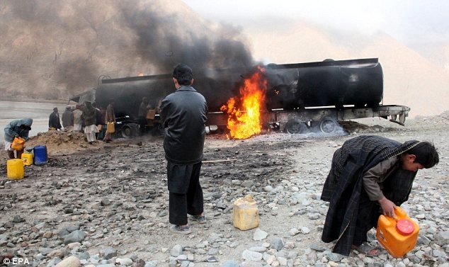 Taliban Siphon Off Fuel 