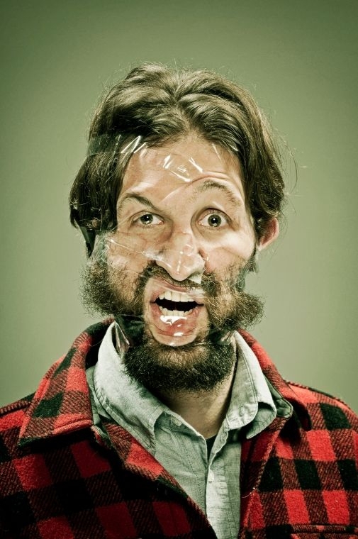 Distorted Scotch Tape Portraits by Wes Naman 