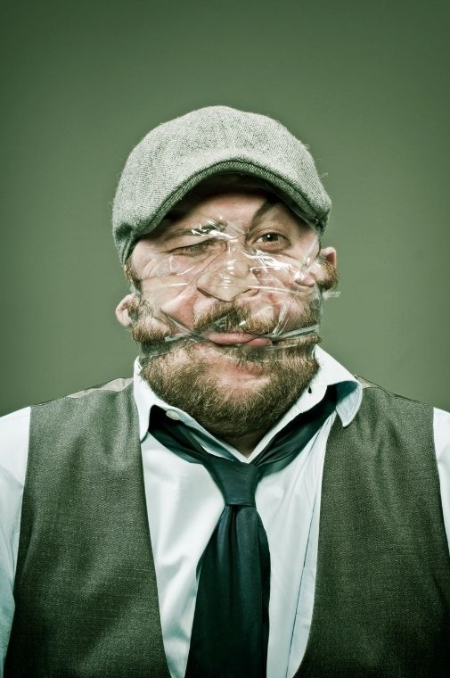 Distorted Scotch Tape Portraits by Wes Naman 