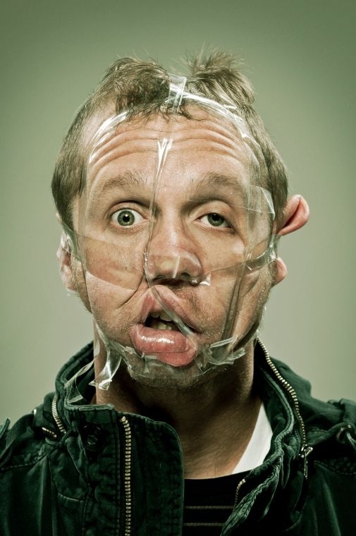 Distorted Scotch Tape Portraits by Wes Naman 