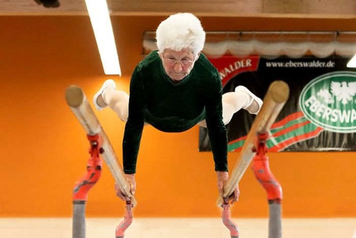 86-Year-Old Grandma Still Doing Gymnastics