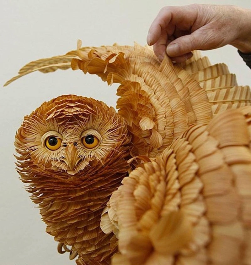 Intricate Animal Sculptures Made from Wood Chips 