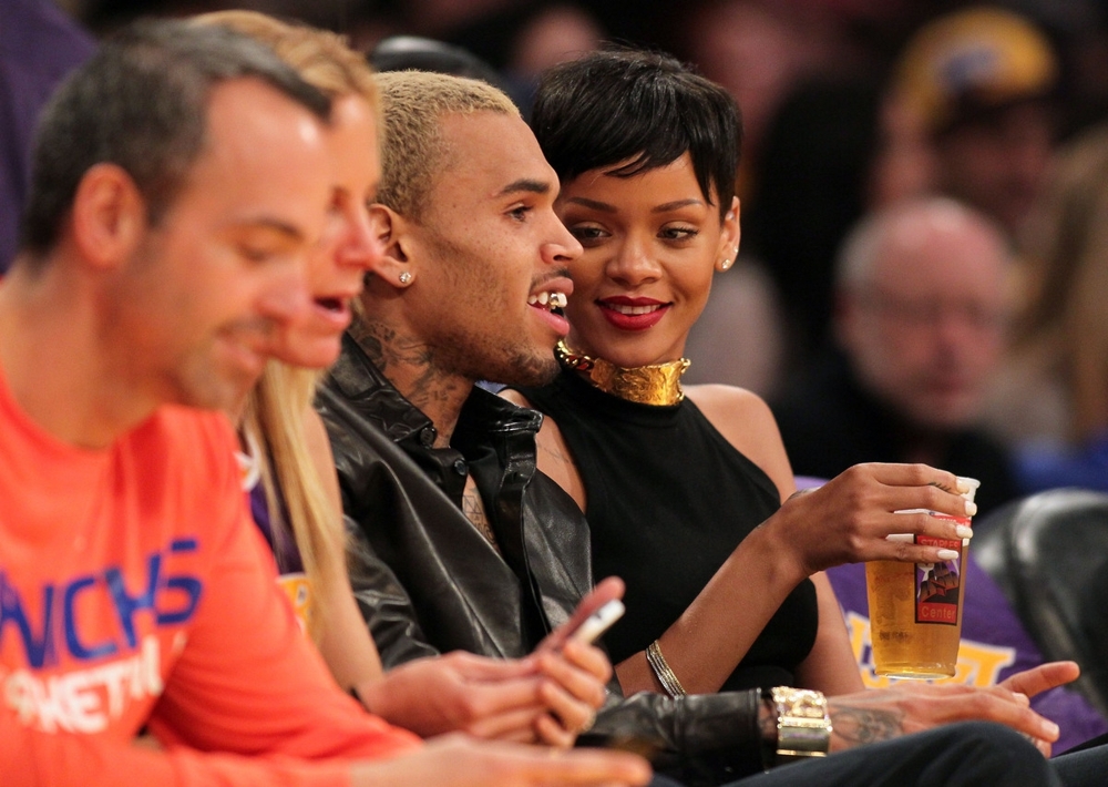 Rihanna & Chris Brown Spend XMas at a Basketball Game