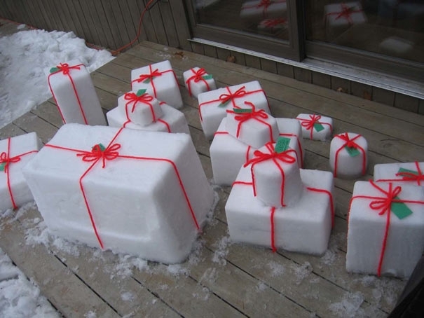 Christmas Gifts Wrapped In Snow