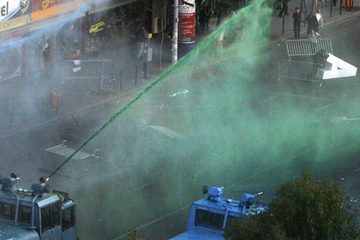 Fighting Protesters With Colored Water