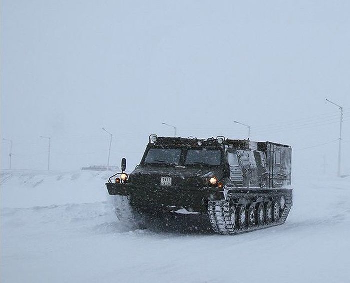 Snowfall in Norilsk 