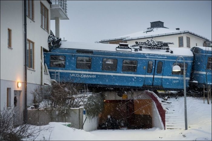 Stolen Train Crashes Into Home in Sweden 