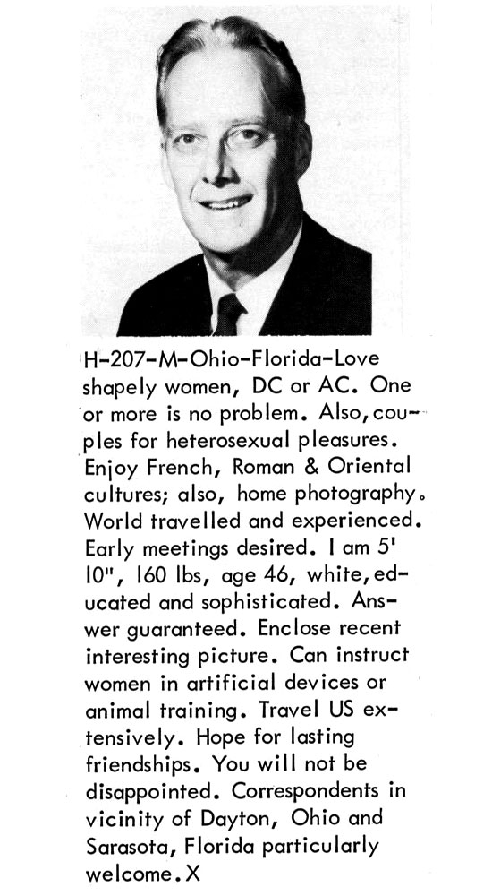 Bizzare Men's Personal Ads From 1960's