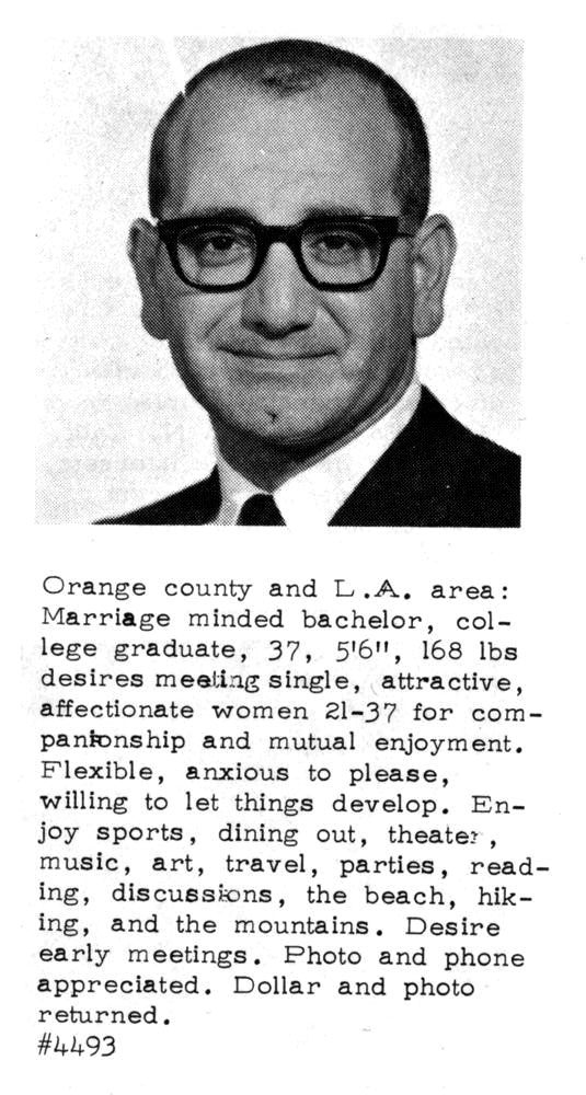 Bizzare Men's Personal Ads From 1960's