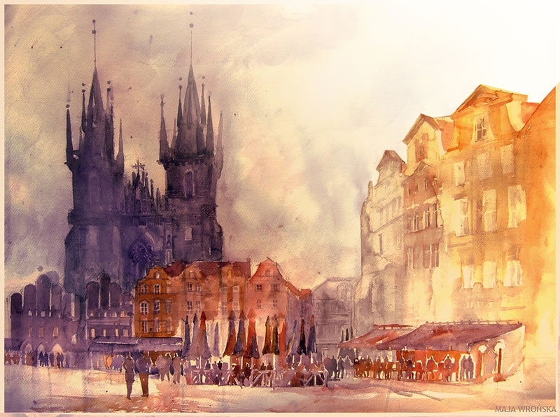 Watercolor Cityscapes by Maja Wronska 