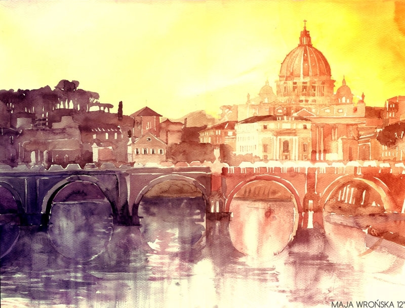 Watercolor Cityscapes by Maja Wronska 