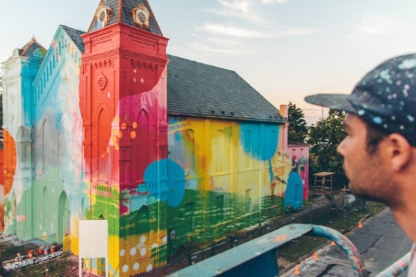 Historic Church Transformed with Graffiti Art by Hense 