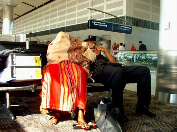 Awkward Sleeping Positions Of People At Airports