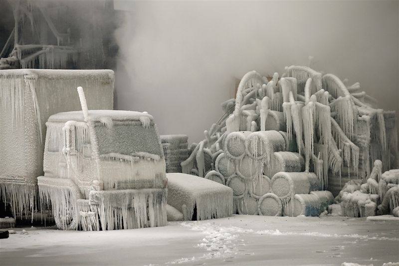 Ice Sculptures after a Fire in Chicago