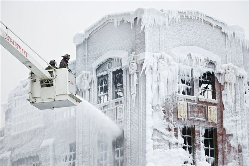 Ice Sculptures after a Fire in Chicago