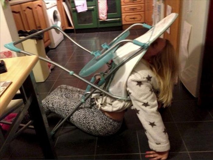 Drunk Mom Got Stuck in a Baby Chair
