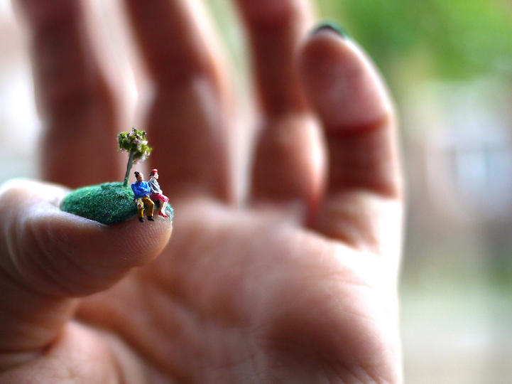 Tiny Worlds Come Alive Atop Green Flock Fingernails 