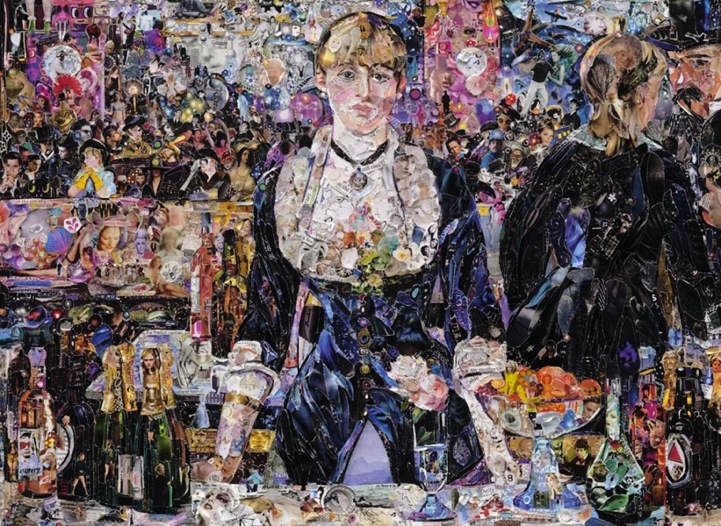 Classic Masterpiece Paintings Made of Shredded Magazines 