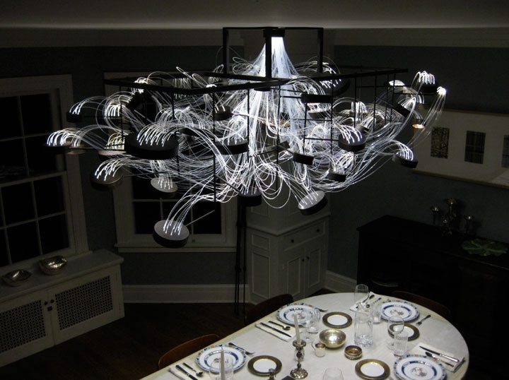 Biologically Living Chandelier Formed Within Petri Dishes