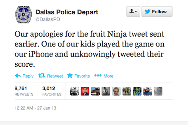 Dallas Police Department Tweet Photos of Fruit Ninjas Protecting City