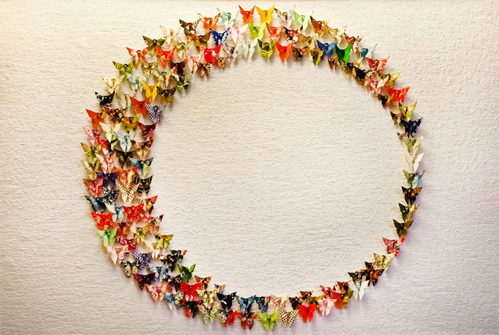 Perfectly Symmetrical Paper Butterfly Installations 
