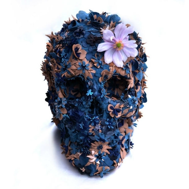 Simply Beautiful Floral Skulls Stitched From Leather