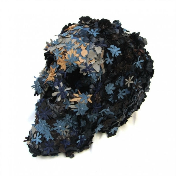Simply Beautiful Floral Skulls Stitched From Leather