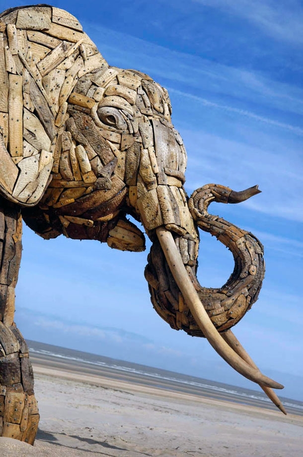 Superb Elephant Sculptures Made From Driftwood
