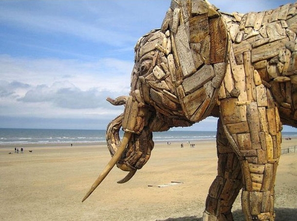 Superb Elephant Sculptures Made From Driftwood