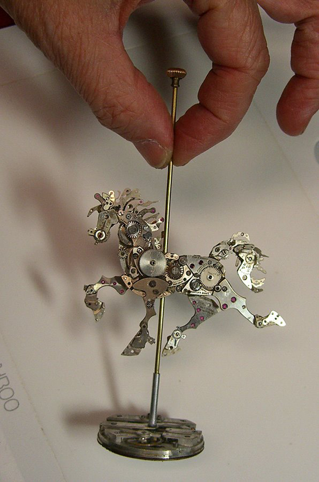 Tiny Sculptures Made form Old Watch Parts